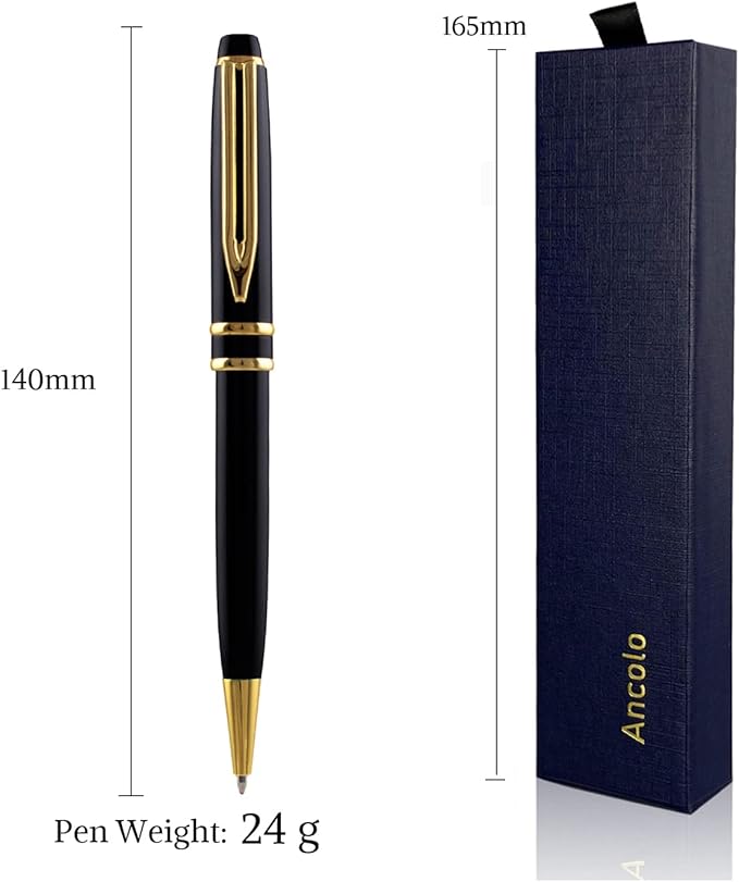 Ancolo Personalized Promotion Pens - Advertising Buesiness Gift Office Writing Set- Engraved with Your Message Name Company Team Name, Phone Number Perfect for Business Men 5 Pens/BOX