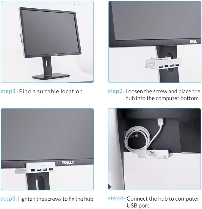 ORICO USB 3.0 Hub Clamp Adapter, Aluminum 4-Port USB Splitter with Extra Power Supply Port and 4.92 FT USB Data Cable, Ultra-Portable USB Expander for 2021 iMac/Laptop/PC