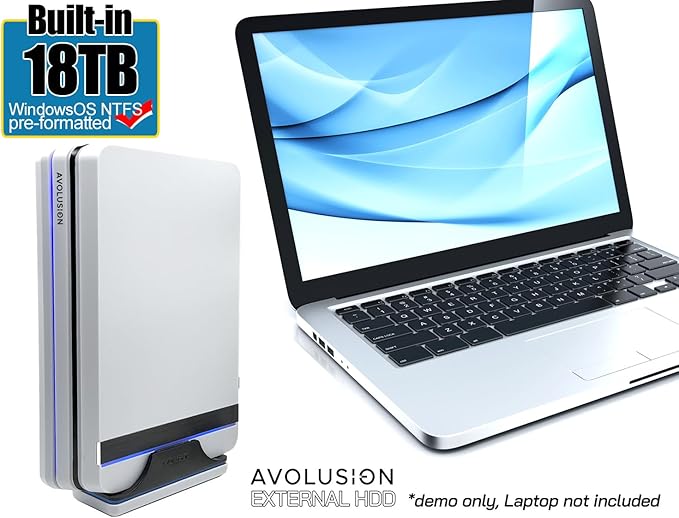 Avolusion PRO-X Series USB 3.0 External Hard Drive for WindowsOS Desktop PC/Laptop (White) - 2 Year Warranty (18TB) (Renewed)