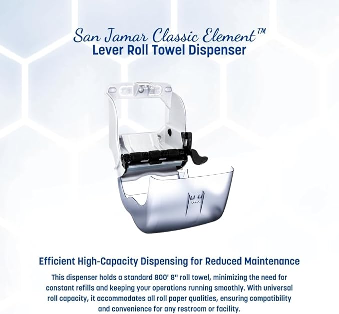 San Jamar Classic Element Paper Towel Dispenser Fits All Core Sizes with Lever for Bathroom, Kitchens, and Restaurants, Plastic, 8.5 x 12.5 x 12.75 Inches, Arctic Blue