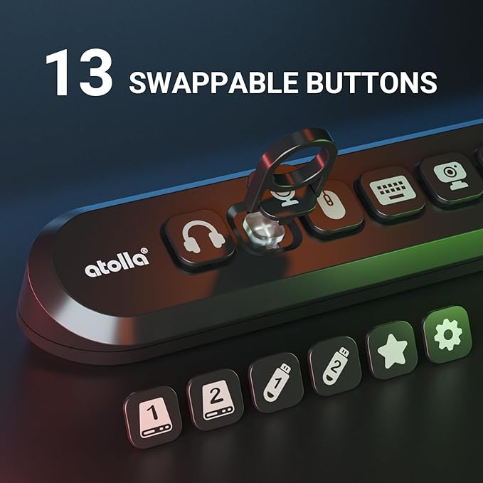 Powered USB Hub, atolla 7-Port USB 3.0 hub (6 Superspeed Transfer Ports+ 1 Fast Charging Port) with Swappable Illuminated Icon Switch and 12V/3A Power Adapter for Windows, MacOS, ChromeOS, Linux