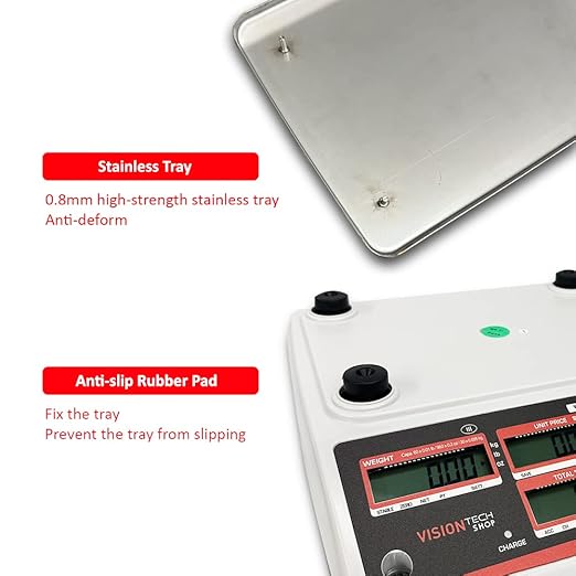 VisionTechShop TVP-30B Price Computing Scale, Lb/Oz/Kg Switchable, 30lb Capacity, 0.005lb Readability, NTEP Legal for Trade COC #19-038, NSF Certified