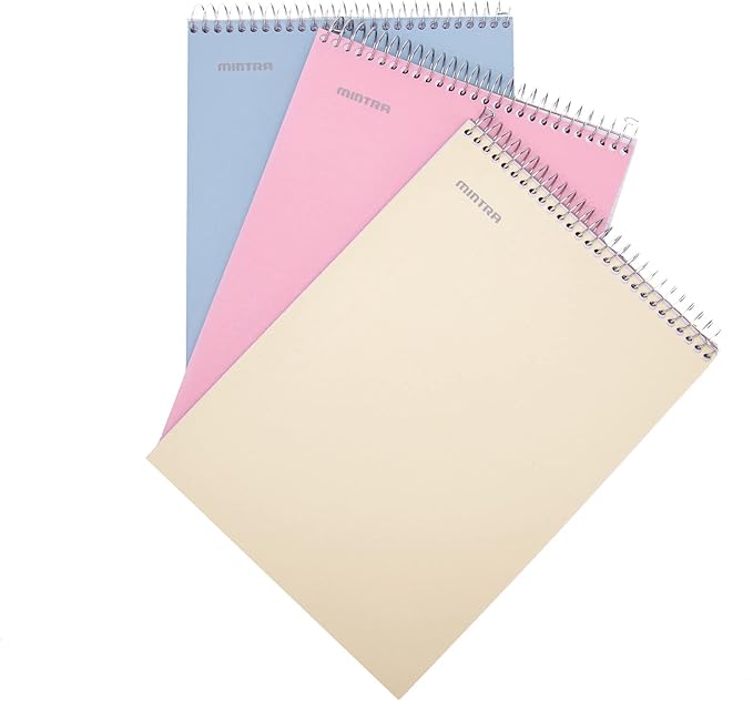 Mintra Office TOP BOUND Durable Spiral Notebooks (Spring Pink, Arctic Ice, Sun Yellow, College Ruled 3pk)
