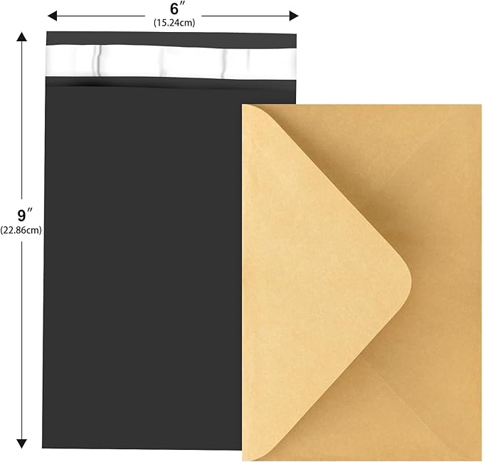 120-Piece Black Poly Mailers - 6x9 Inch Shipping Envelopes with Self-Adhesive Seal, Waterproof, and Tear-Proof Postal Bags