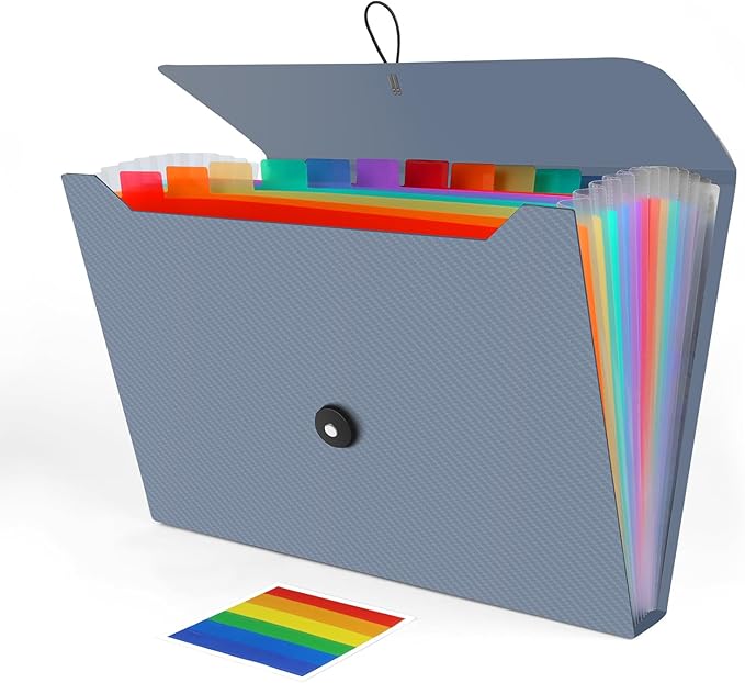 Accordion File Organizer, Expanding File Folder for Sorting Documents and Papers, 13 Pockets File Storage Organizer for Home, Travel and Office Use (Blue)