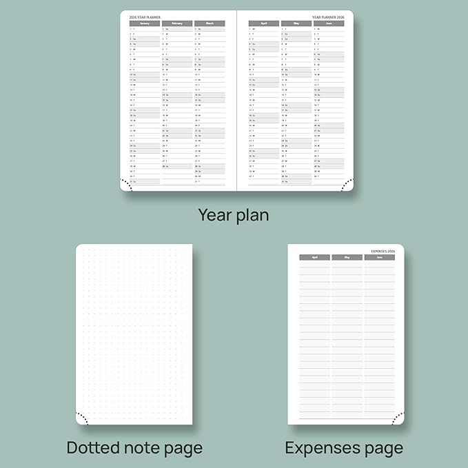 POPRUN Pocket Planner 2025-2026 (Purse Size 4'' x 6.25'') Academic Small Calendar (July 2025 - June 2026) with Hourly Time Slots, 100GSM Thick Papers, Leather Soft Cover - Brown