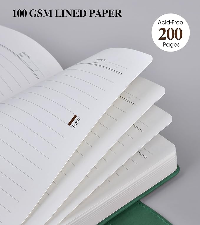 Lined Journal Notebook for Men, A5 Leather Journals for Writing Women, Hardcover Notebooks for Work,School,Note Taking,Travel,Business,Personal daily Diary,200 Page College Ruled (5.9" x 8.4")