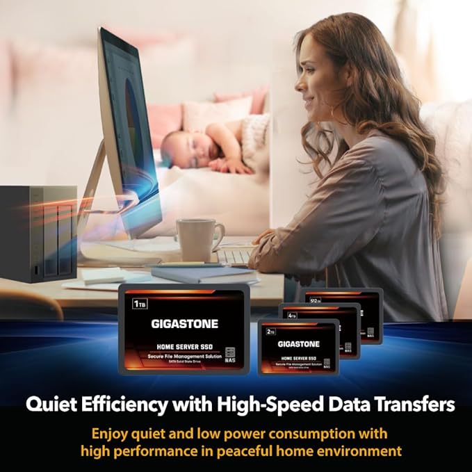Gigastone Home Server SSD 4TB NAS SSD Drive Cache (2-Pack) 24/7 Durable High Endurance Personal Cloud Data Sync Network Attached Storage RAID 3D NAND 2.5" SATA Internal Solid State Hard Drives