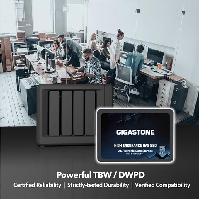 Gigastone 2TB NAS SSD Drive (2-Pack) 24/7 Durable TLC High Endurance RAID Data Storage Network Attached Storage 2.5" SATA Internal Solid State Hard Drives