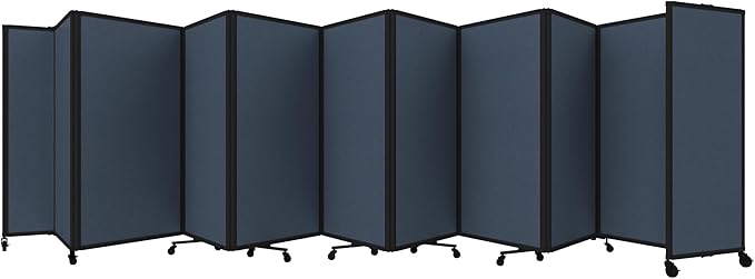 Versare Room Divider 360 Portable Wall Partition | Folding Panels | Large Freestanding Divider | Locking Wheels | Temporary Room Separator
