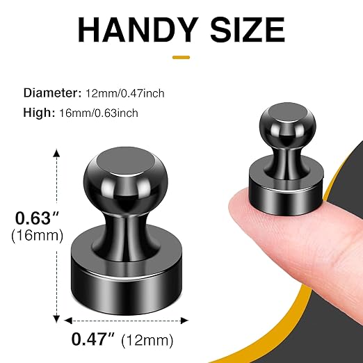 MIKEDE 30Pcs Fridge Magnets, Refrigerator Magnets Strong for Pictures, Neodymium Magnetic Push Pin Magnet Heavy Duty for Whiteboard, Office, Classroom, Locker, Whiteboard and Map Magnet