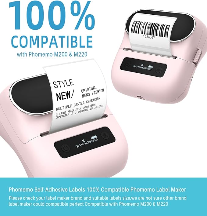 Phomemo 2.75'' x 3.14'' Labels - Compatible Phomemo M220 M200 Address, Barcode Labels - Direct Thermal Labels, Black in White,1Roll / 100 Labels