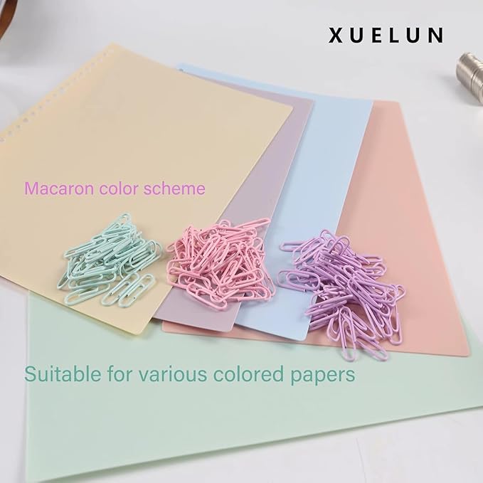 Macaron Colored Paper Clips, 1.1" Medium Paper Clip（28mm, 100pcs Paperclips for Office Supplies and Organization