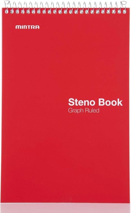 Mintra Office Steno Book - (Primary Colors, 4 Pads/Pack, Graph Ruled) - 6inx9in, 70 Sheets, Notebook for writing notes in school, university, college, work, office