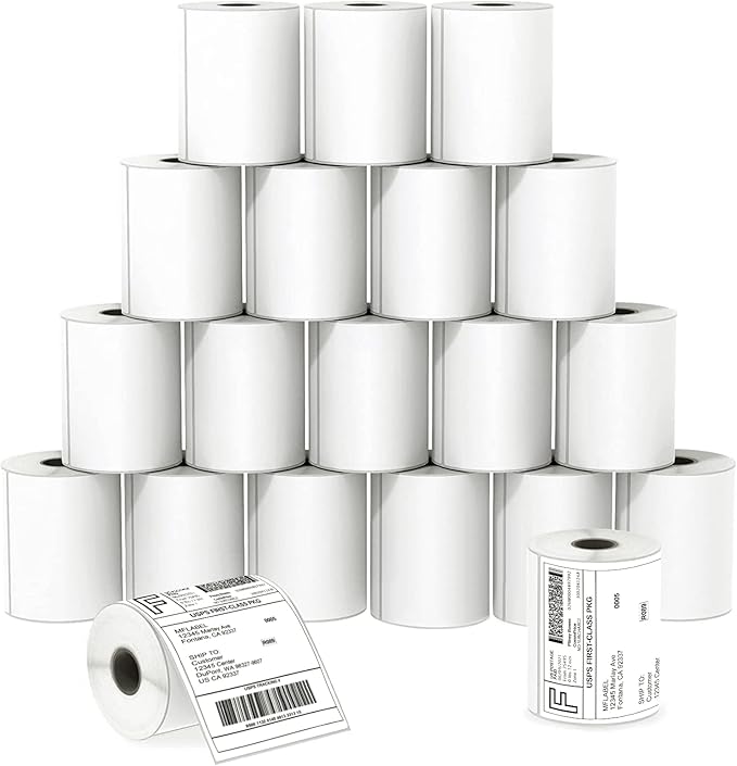 MFLABEL 4x6 Direct Labels, Perforated, Commercial Grade, for Thermal Printer, 250 Labels/1 Roll, 20 Rolls