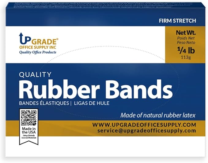 Upgrade Office Supply UPG22964 Rubber Bands, Size 64 (3-1/2 x 1/4), 80 Bands, 1/4 lb Box, USA