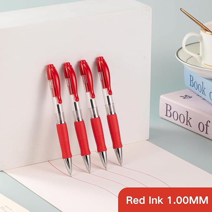 BallPoint Pens Bulk, 100 Pack (Red Ink), No Bleed Red Ink with soft Grip, Click Pens for Office Home and School, Retractable Ballpoint Pens, Medium Point, 1.00MM Smooth Writing (Red)