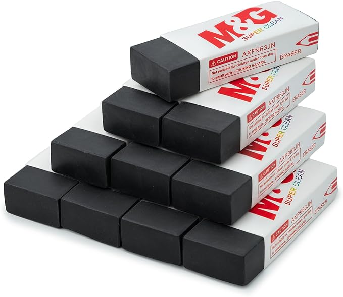 M&G Pencil Eraser for Kids, 20 Pack, Black Erasers Bulk, Erasers for Artists, Drawing Erasers for Sketching, Large Eraser, Pencil Erasers, Art Erasers for Drawing, School Erasers Office Supplies
