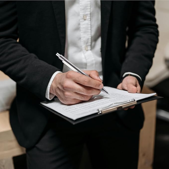 LINFANC 5 Pcs Gel Pens Ballpoint, Metal Barrel Medium Point 0.7 mm Quick Dry Black Ink Cute Pens for Journaling, Smooth Writing Gel Pen, Cute School Supplies Office Supplies Gifts for Men