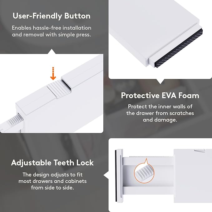 Lifewit 5 Pack Drawer Dividers Plastic 4" High, 13.5-22" Adjustable Drawer Organizers for Clothes, Expandable Dresser Separators in Bedroom/Bathroom/Kitchen/Fridge/Office Organization and Storage
