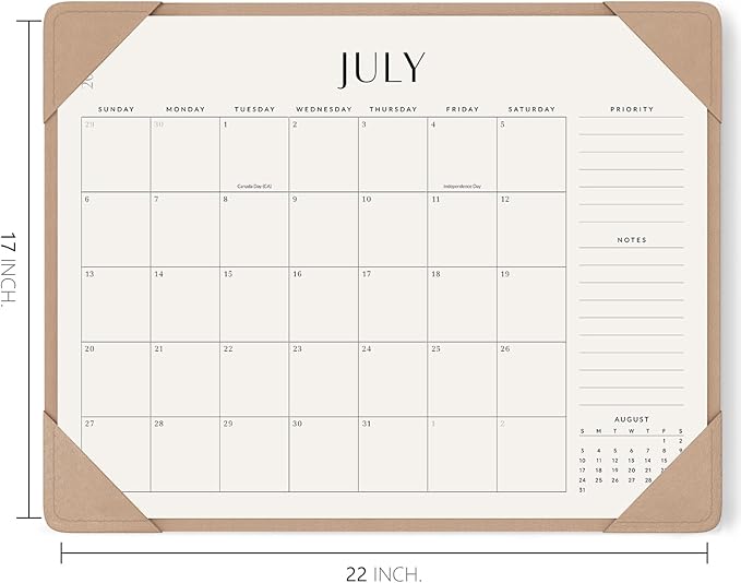 Jotsome Desk Calendar 2025-2026 with Desktop Mat, Large Academic Desk Pad Calendar From July 2025 to December 2026 22x17 inch, Desk Blotter Calendar for Home Office and School, Easy Planning, Apricot