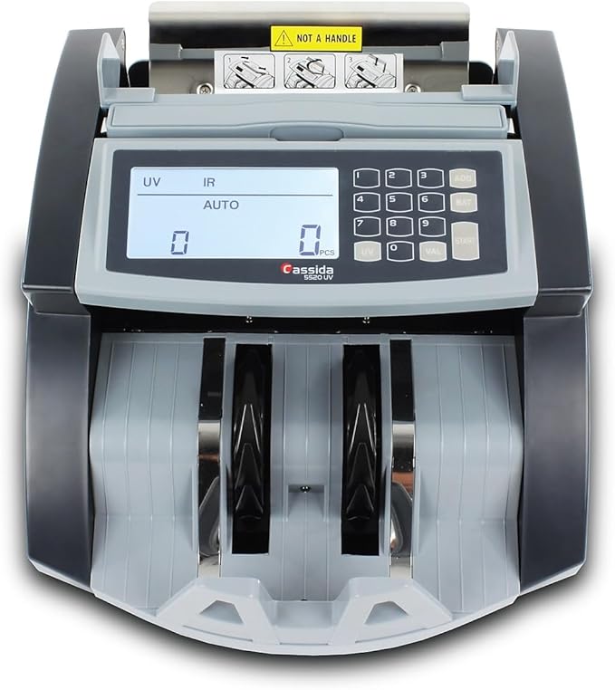 Cassida 5520 UV - USA Money Counter with ValuCount, UV/IR Counterfeit Detection, Add and Batch Modes - Large LCD Display & Fast Counting Speed 1,300 Notes/Minute