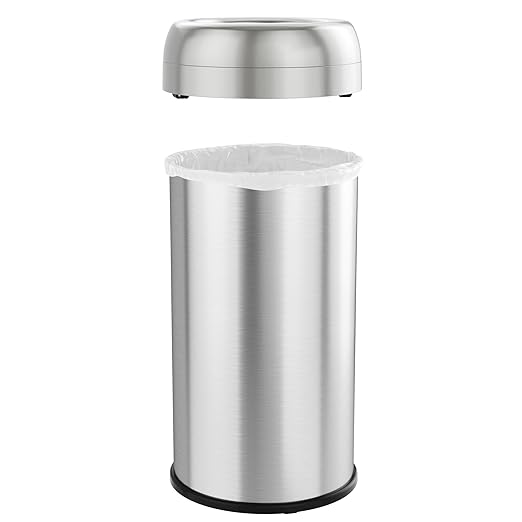 iTouchless Dual-Deodorizer Trash Can and Recycle Bin, Stainless Steel Commercial Grade Large 10 Inch, Home, Restaurant, Restroom, Office, 16 Gallon / 61 Liter, Open Top, Round
