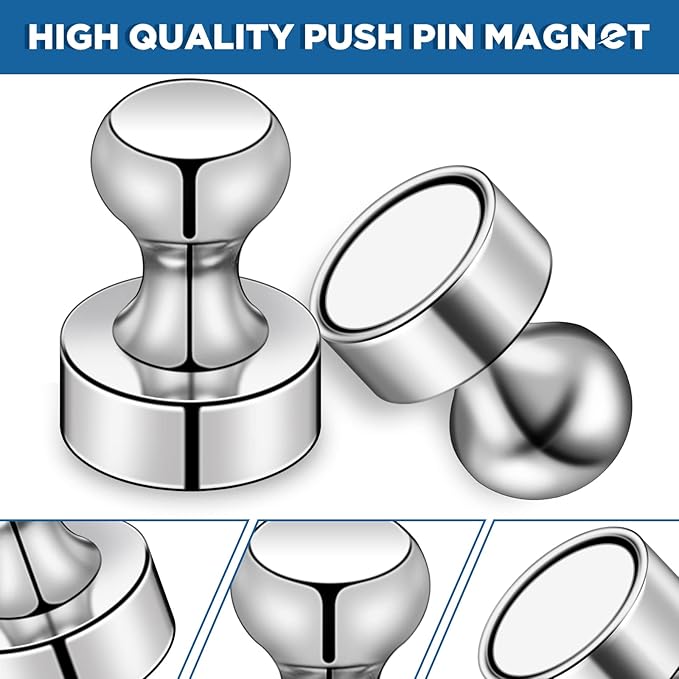 LOVIMAG 30 Pcs Refrigerator Magnets, Fridge Magnets, Strong Whiteboard Magnets, Magnetic Push Pins, Strong Metal Magnets for Fridge, Whiteboard, Office, Classroom, Map, Kitchen