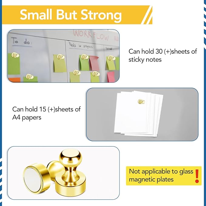LOVIMAG Fridge Magnets, 18Pcs Refrigerator Magnets Strong Fridge Magnets for Whiteboard, Small Magnets Gold Magnets for Kitchen Accessories,Office Aaccessories,Fridge Accessories, Decorative Magnets