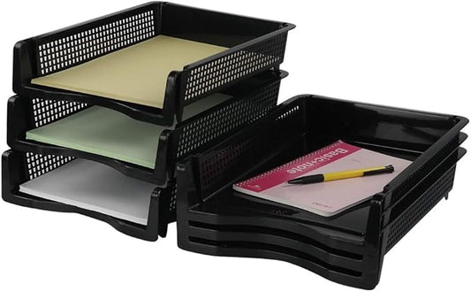 Ggbin 6-Tier Desktop A4 Paper Organizer Tray, Stackable File Trays for Storage, Black
