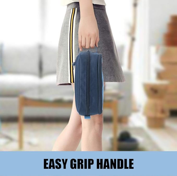 Sooez High Capacity Pencil Case, Big Pencil Bag Pouch Box Organizer Pen Case, Portable Journaling Supplies with Easy Grip Handle & Loop, Asthetic Supply for Girls Adults, Blue