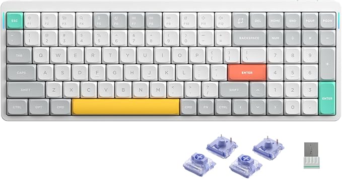 nuphy Air96 V2 Wireless Mechanical Keyboard,100 Keys Gaming Keyboard,Supports Bluetooth 5.1,2.4G and Wired Connection,for PC/Laptop/Windows/Mac -White Gateron Wisteria Switch