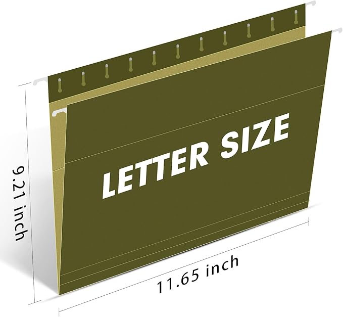 Hanging File Folders, RAZCC 30 Pack Reinforced Hanging Folders Letter Size, Designed for Bulky Files, Filing Cabinet, Adjustable Tabs, Green