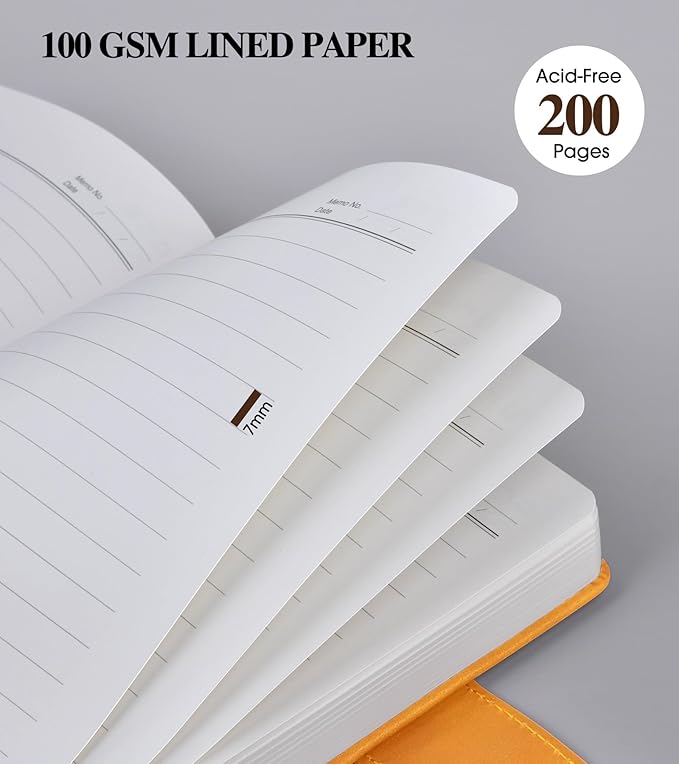 Lined Journal Notebook for Men, A5 Leather Journals for Writing Women, Hardcover Notebooks for Work,School,Note Taking,Travel,Business,Personal daily Diary,200 Page College Ruled (5.9" x 8.4")