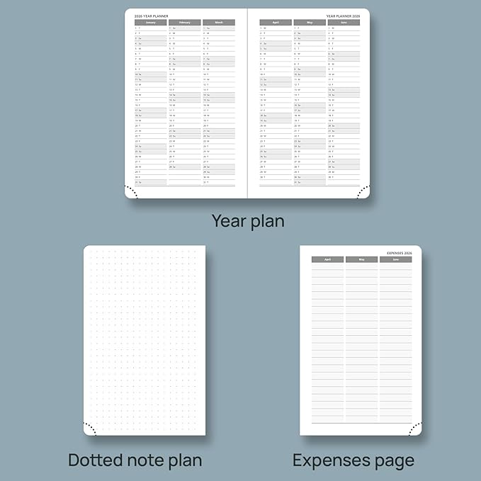 POPRUN 2026 Planner (Pocket Size 4''x 6.25'' Hardcover) - Small Calendar for Purse with Hourly Schedule & Vertical Weekly Layout, Monthly Calendars, 100 GSM - Light Yellow