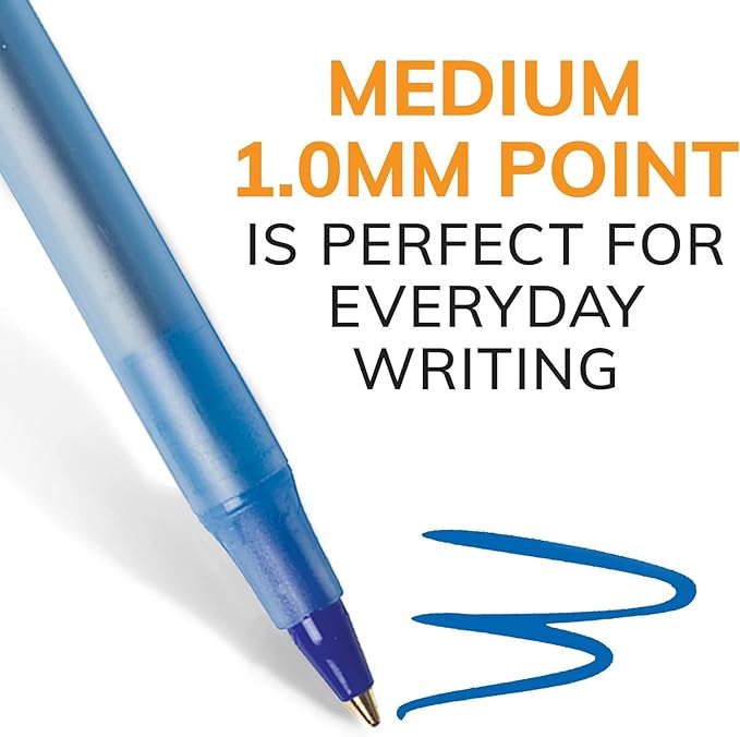 BIC Round Stic Xtra Life Ballpoint Pens Bulk - Pack of 300 Blue Ink Pens - Medium point 1.0 mm (Blue)