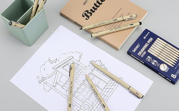 Micron 12-Piece Fineliner Pen, Assorted Point Sizes 0.05 to 3mm & Brush Pens, for Art, Writing & Bullet Journaling - Assorted Point Sizes (12 Point Sizes)