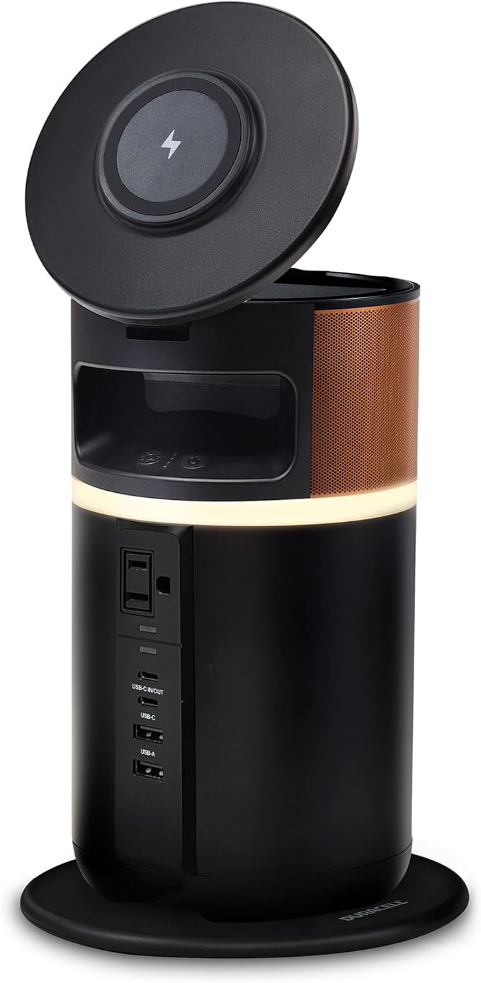 Duracell M250 Portable Charging Hub – 250W Charger for Laptops & Tablets, Wireless Charging for Cell Phones & Earbuds – Light & Compact Power Bank Station w/ USB-C, USB-A & AC Ports, Charging Dock