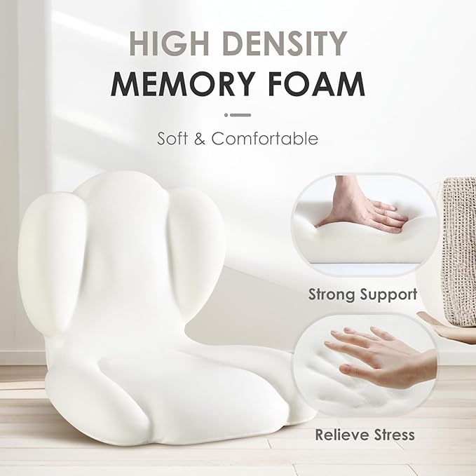 FLORICH Memory Foam Truck Seat Cushion with Adjustable Strap,Seat Cushion and Lumbar Support Pillow for Car Office Chair, Ergonomic Back Support & Sciatica Relief for Long Drives(Blue)