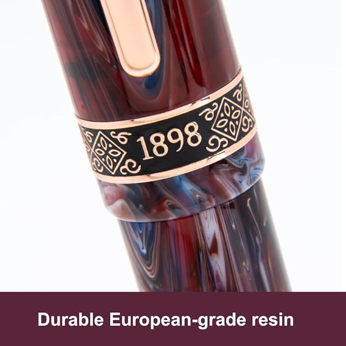 Conklin 1898 Fountain Pen, Misto Purple - Broad Nib | Unique Resin Blend Design | JoWo Stainless Steel Nib Made in Germany | Ideal Gift for Pen Lovers