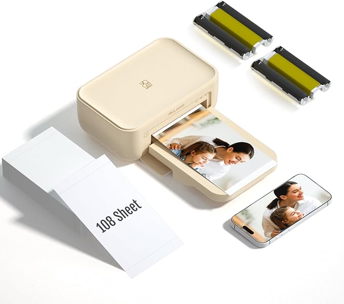 HPRT CP4100 4x6 Instant Photo Printer - Portable Phone Picture Printer + 108 Sheets & 2 Cartridges, Mobile, Wi-Fi, Premium Dye Sublimation (300 DPI) for Pro-Quality Home Prints - Creative Editing App