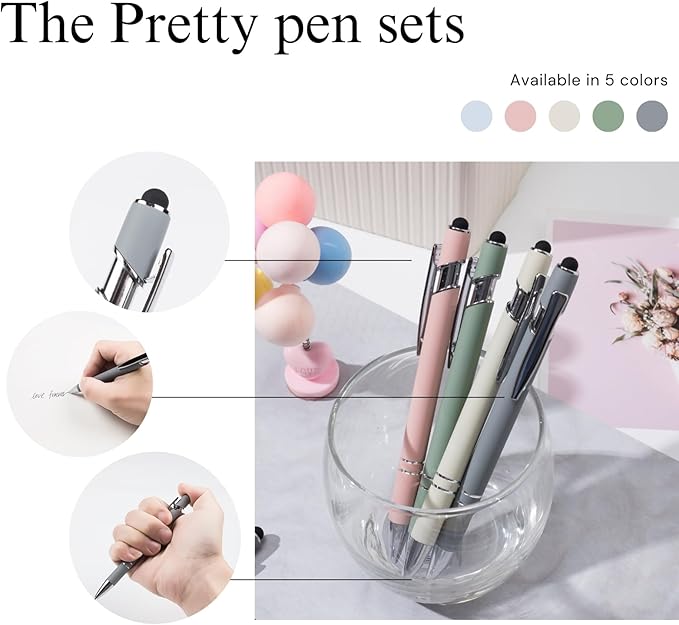 Personalized Custom Pens in Bulk – Engraved Black Ink Ballpoint Pens for Business Gifts, Customizable Writing Pens for Men and Women(Morandi)