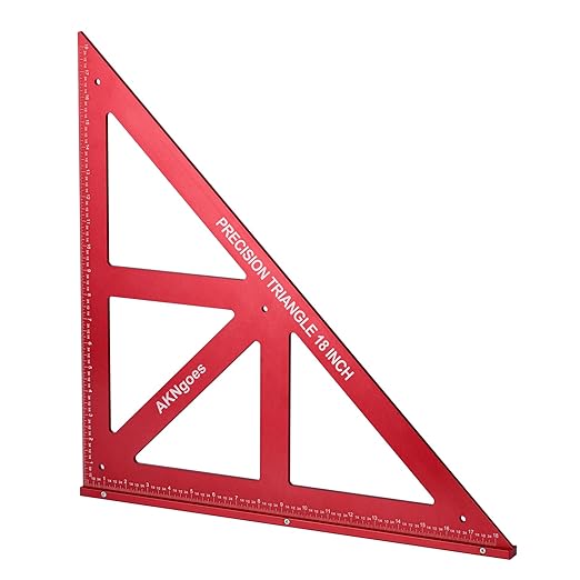 Precision Triangle Square 18inch, Metric & Imperial Scale Framing Square for Precise 90 and 45-Degree Measurement, Aluminum Alloy Architect Ruler for Carpenter