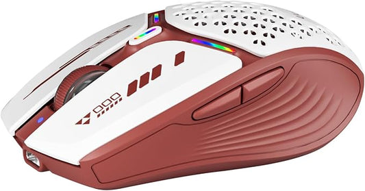 Uciefy Bluetooth Wireless Mouse, (BT5.0/5.1+2.4GHz) USB C Rechargeable LED Mouse Battery Level Visible, Honeycomb Magnetic Shell Cover with USB Receiver & Type-C Adapter for Laptop/PC/Mac/iPad-Red