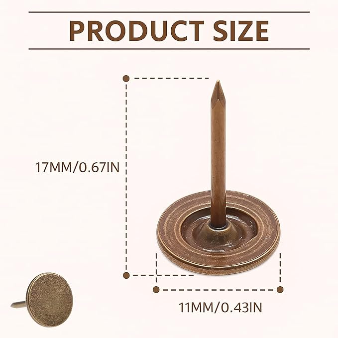 Brozen Thumb Tacks, Multipurpose Upholstery Nails, Decorative Nail Heads, and Wall Tacks for Secure Fixing & DIY Projects, 100Pcs