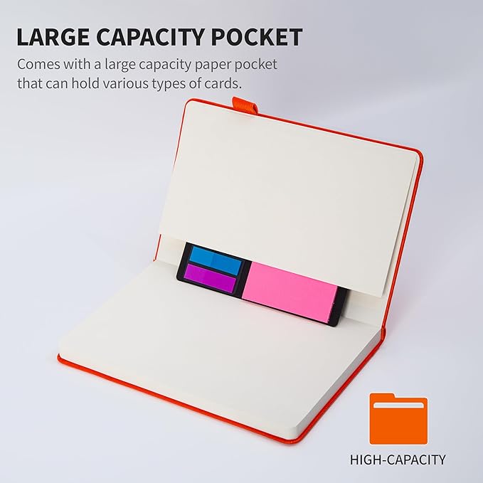 KaiRuiYing Lined Journal Notebook with Pen Holder, 160 Pages, 5.5'' × 8.6'' Medium Size A5-100 GSM Thick Paper, for Writing, Work, Office, Leather Hardcover