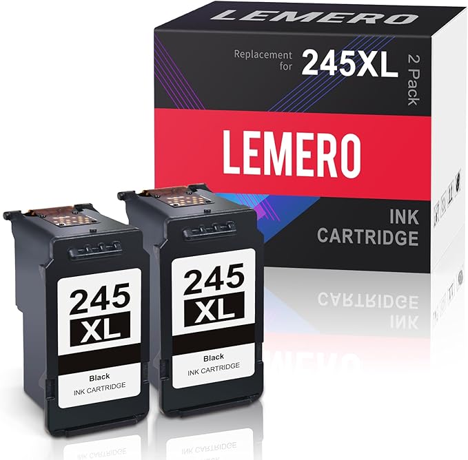 LEMERO 245XL Ink Cartridge Replacement for Canon 245XL Black Ink PG-245 245 XL Black Ink Cartridge Work with Canon Pixma MG2522 MG2500 MG2520 MX490 MX492 TR4520 TR4500 TS3322 TS202 Printer Ink (2Pack)