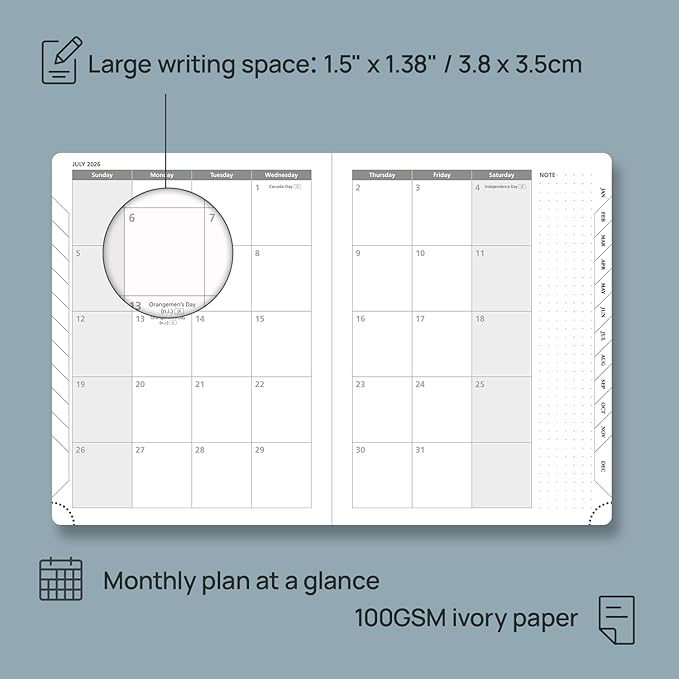 POPRUN 2026 Planner (Medium Size 8.5''x 6.5'' Hardcover) - Daily Weekly and Monthly Calendar Agenda 2026 Appointment Book with Hourly Time Slots, Monthly Tabs, 100 GSM - Midnight Green