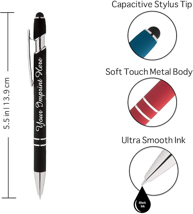 Up to 500 Pcs Custom Pens Bulk | Rainbow of Colors | Soft-Touch Metal Black Ink Personalized with Name or Message (Orange, 500 pcs)