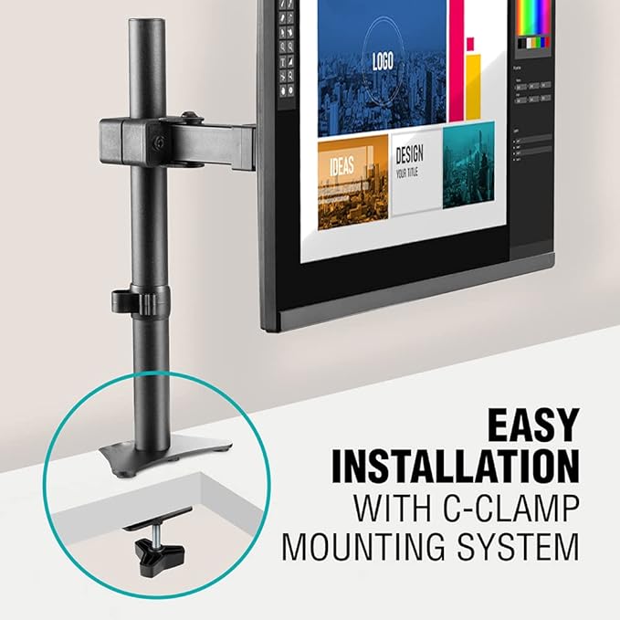 ELG Full Motion Swivel Monitor Desk Mount Stand up to 34'' Screen, Adjustable Arm Height Position, Computer Monitor Stand, Gaming/Home Office, F50N, Black